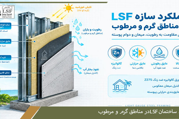 اینفوگرافیک عملکرد سازه ال اس اف در مناطق گرم و مرطوب و مقاومت در برابر رطوبت و نمک دریا